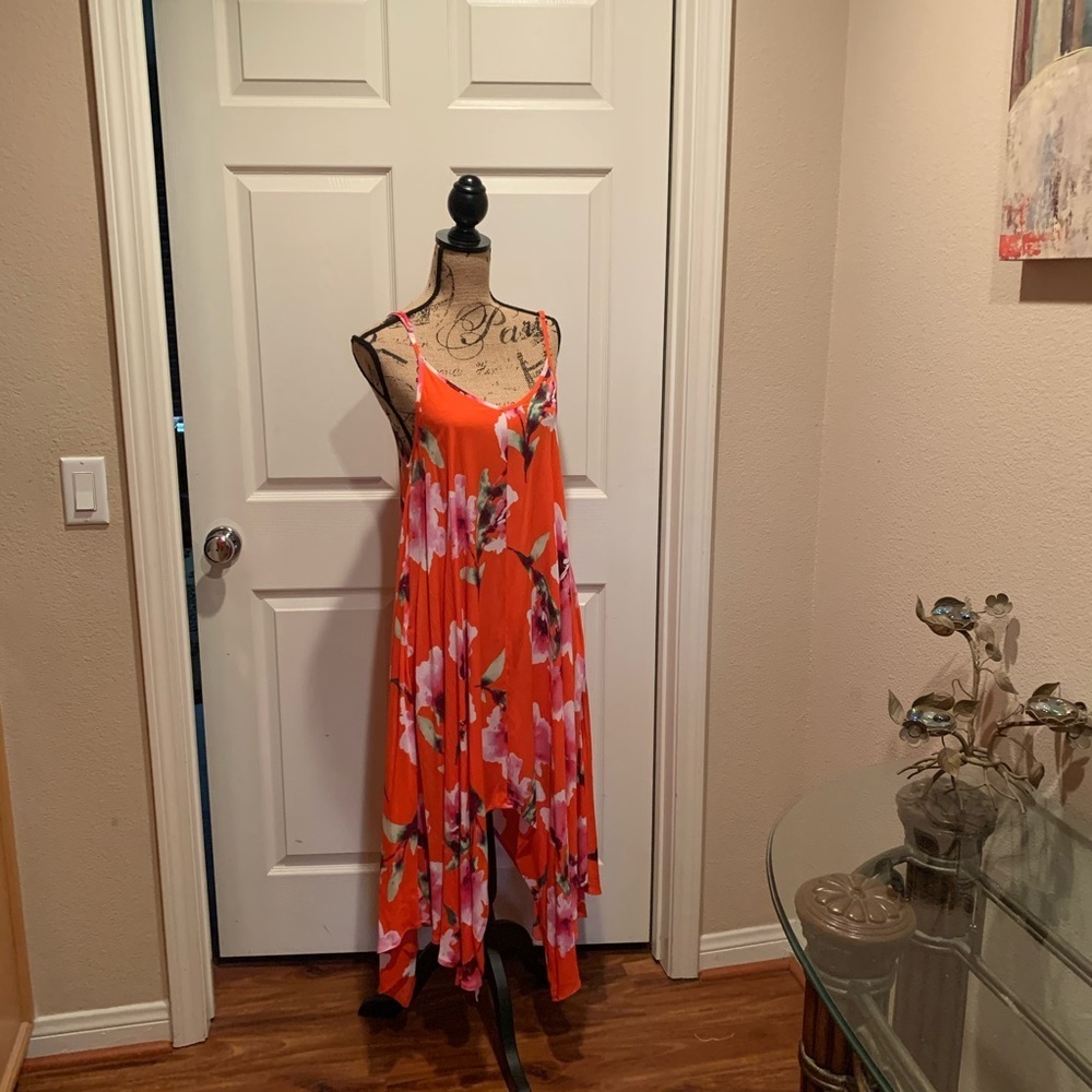 Orange floral print maxi